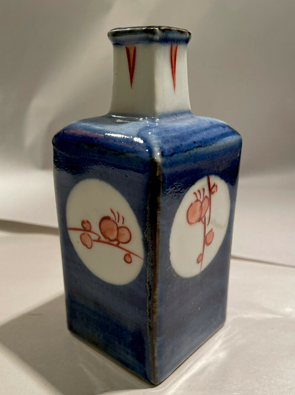 Antique Japanese Square Ceramic Vase