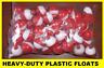 50 Fishing Bobbers Round Floats 3/4" Red & White Snap On Free Usa Ship 07120-001
