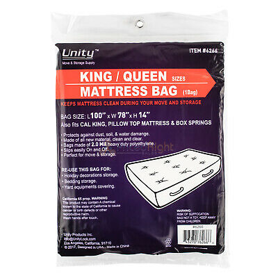 Durable Plastic King Queen Size Mattress Bag Dust Water 2 Mil Heavy Duty Storage